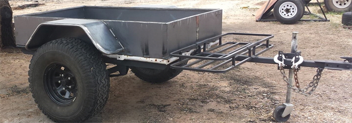 Custom Off Road Jeep Trailer with high clearance suspension.