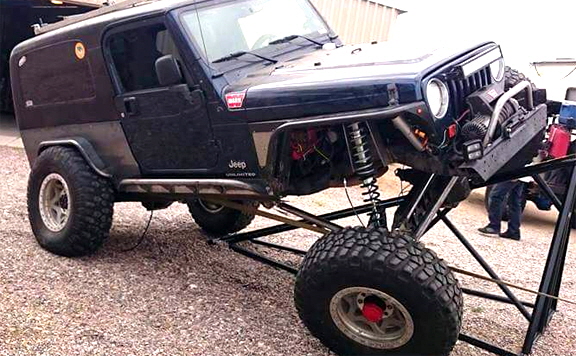 Custom Jeep axles for high articulation.